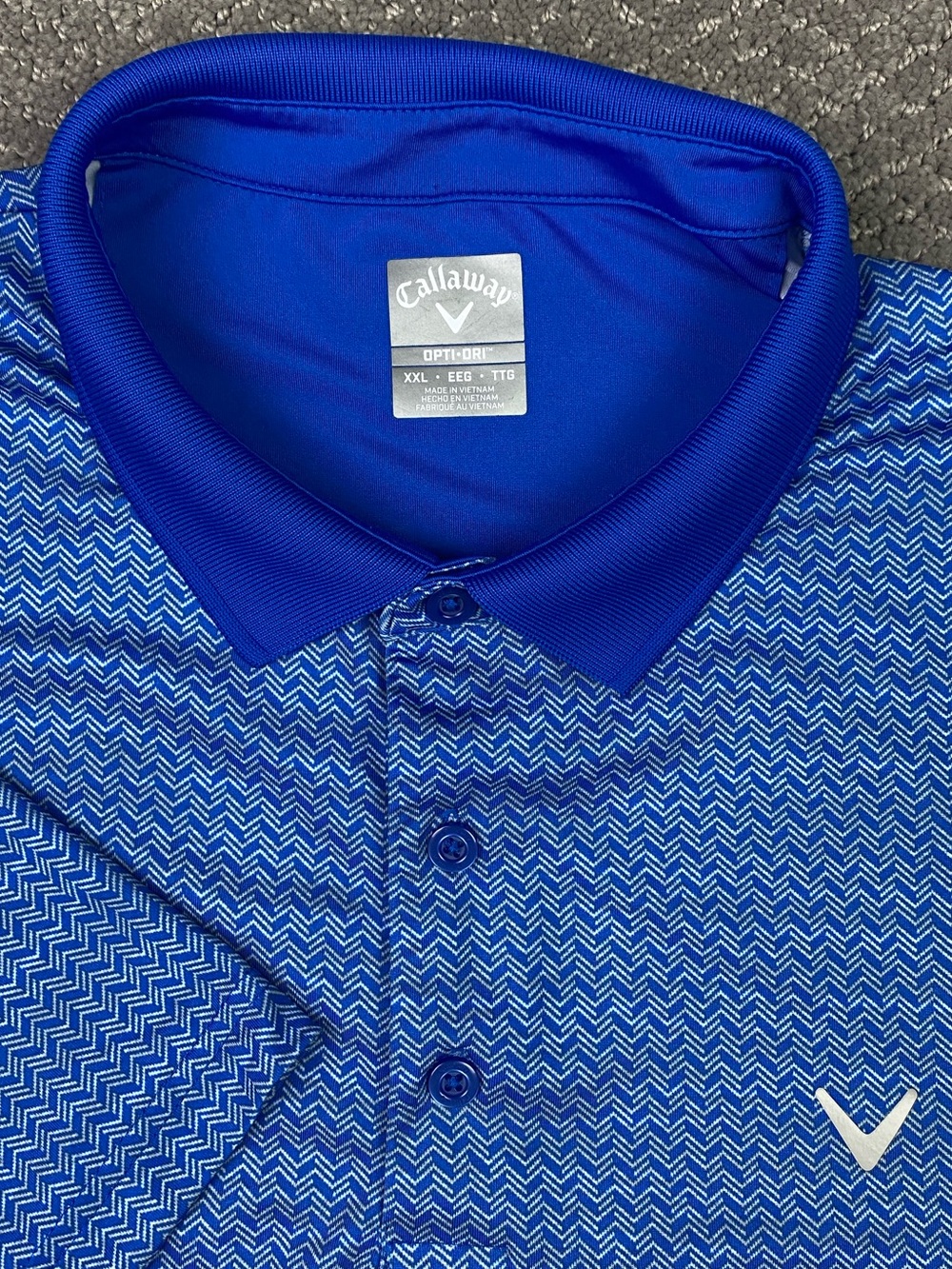 Callaway Polo Shirt Mens XXL Blue White Geometric Golf Performance 2XL AOP